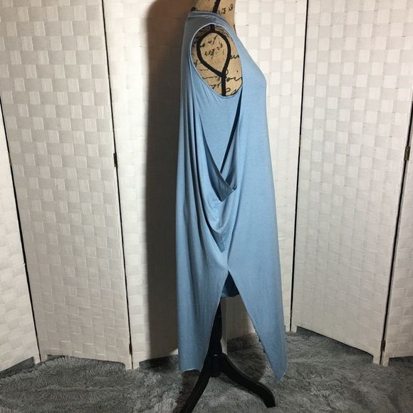 Elena Side Slit Overlay Blue Dress Small - Picture 11 of 11